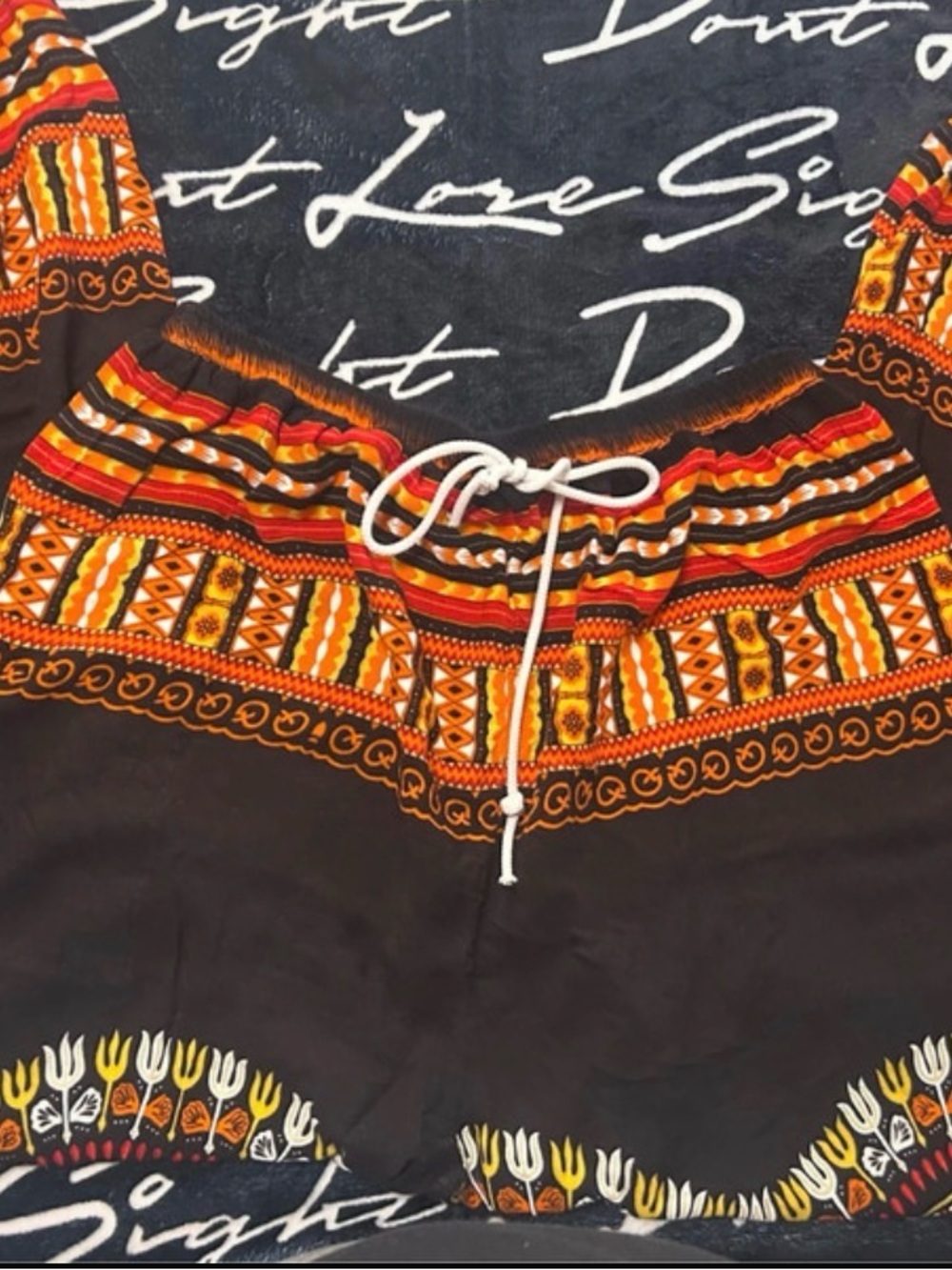 Women’s Black Tribal-Print Drawstring Leggings